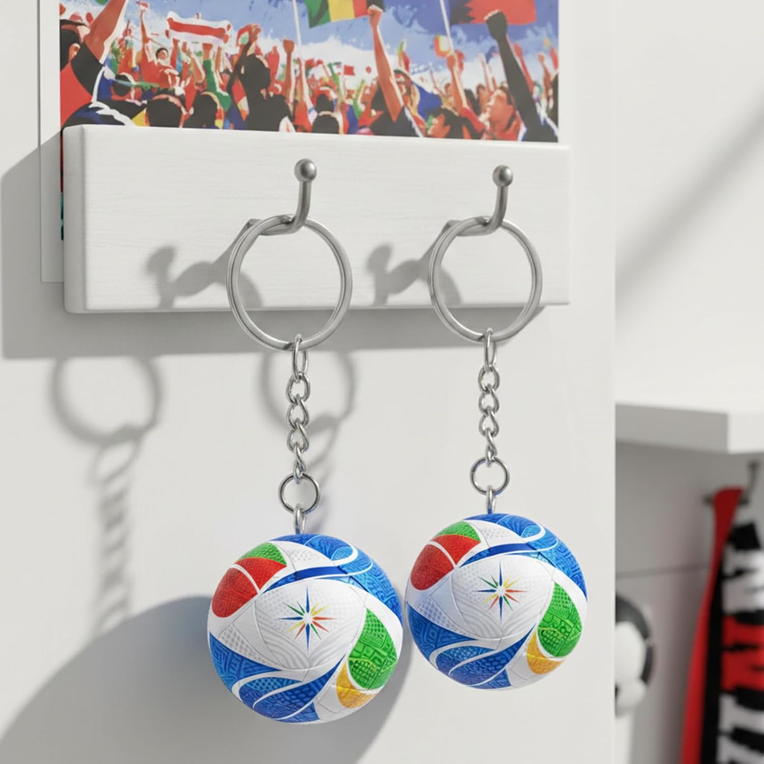 2PCS 1:1 Replica Soccer Keychain Design 2026 Soccer Ball 1.5 inches Keychain and Football keychain soccer Accessories for Men 2026 Football Keychains Backpack Charm Sports Soccers Gifts